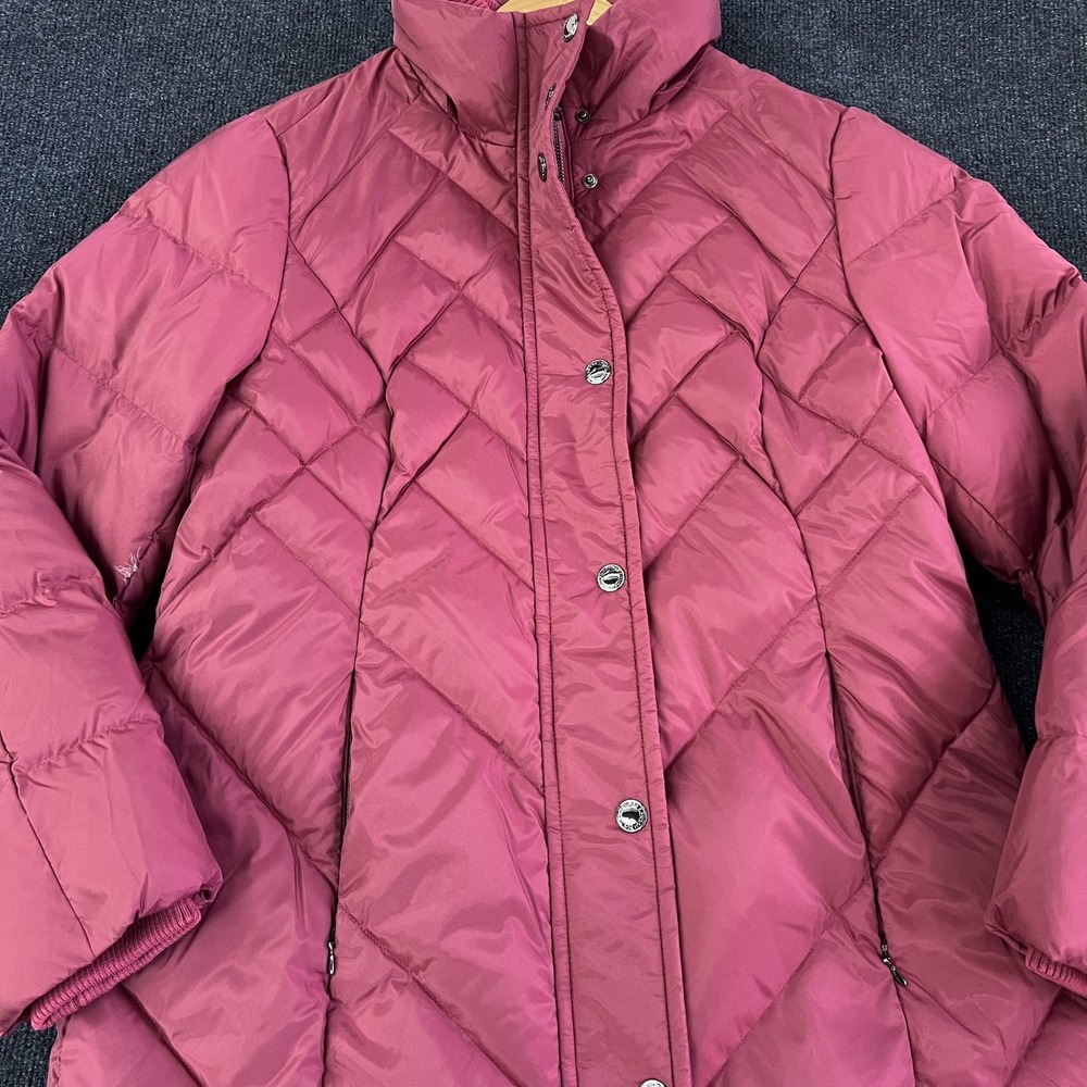 London‎ Fog Jacket Womens Large Pink Quilted Down Puffer Long Coat Winter